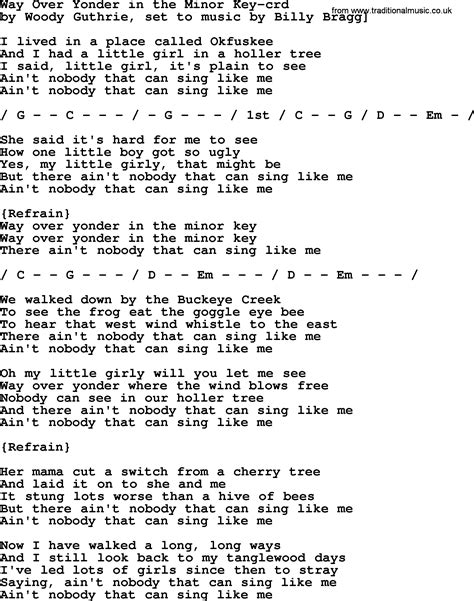 Way Over Yonder in the Minor Key Lyrics - SongLyrics.com