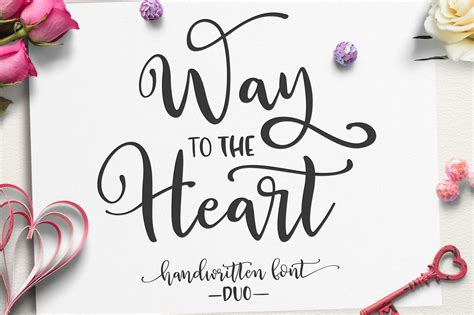 Way to the Heart Script Fonts Creative Market