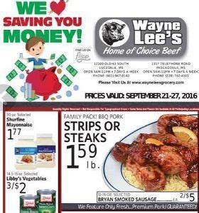 Wayne lees weekly ad. 801 Main St. Collins, Mississippi 39428. 601-765-0155. Sunday 7am-8pm. Monday-Saturday 7am to 9pm. Weekly Ad Make This My Store Directions. 5. Ramey's Marketplace - Columbia. 771 Hwy 98 Bypass. 