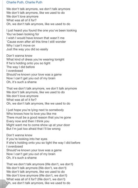 We dont talk anymore lyrics. Things To Know About We dont talk anymore lyrics. 