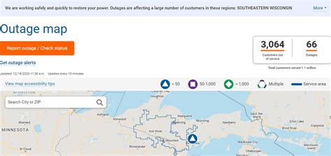 The outage map may show that we are reassessing because an outage requires specialized crews and equipment. Once the necessary resources are on site a new estimated restoration will display. ... We Energies Disclaimer: The outage data posted on this website is based on estimates and projections, and no representation is made that the posted .... 