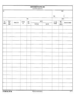 Weapons And Ammunition Control Log