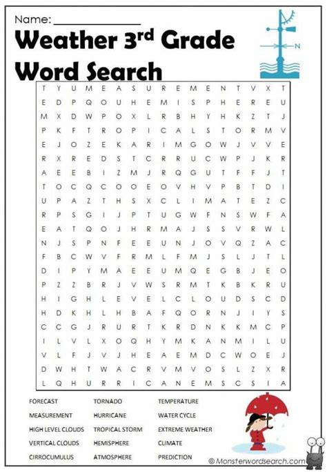 Weather 3rd Grade Word Search