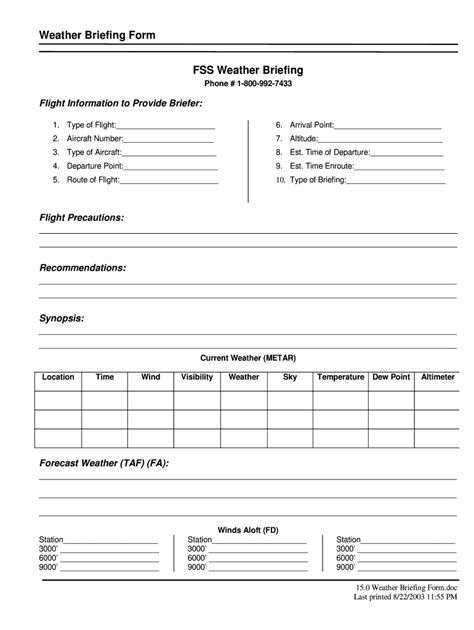 Weather Briefing Form Fill Out and Sign Printable PDF Template signNow