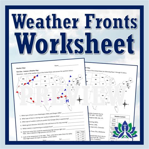 Weather Fronts and Weather Maps Worksheet Flying Colors Science