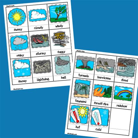 Weather PictureWord Cards PreKinders