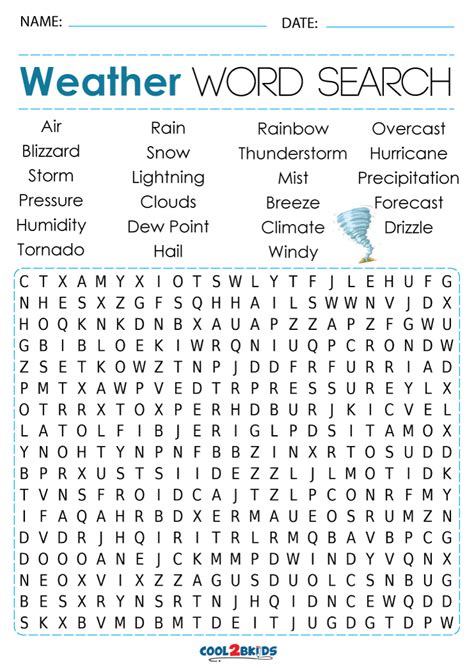 Weather Word Search Free Printable