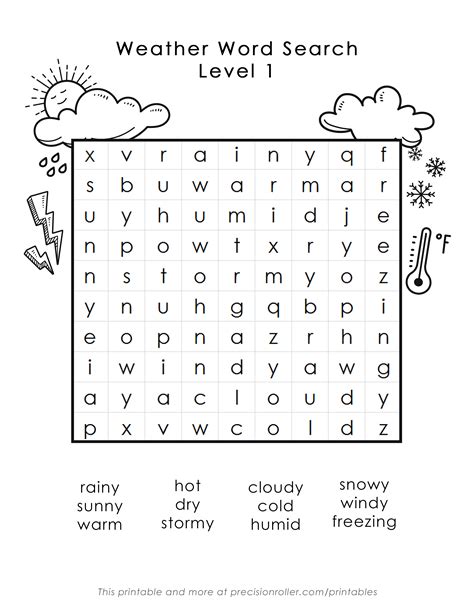 Weather Word Search Printable