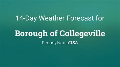 Dec 8, 2022 · Collegeville, PA 7 day weather forecast provided by WeatherWX.com. Collegeville, PA Weather Forecast Date: 1000 AM EST Thu Dec 08 2022 The area/counties/county of: Eastern Montgomery, including the cites of: Norristown and Lansdale. . 