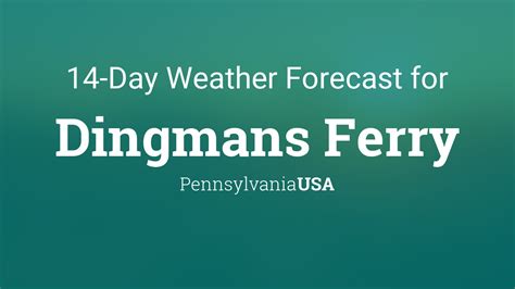  Hourly Local Weather Forecast, weather conditions, precipitation, dew point, ... Hourly Weather-Dingmans Ferry, PA. As of 3:18 pm EDT. Rain. Rain possible after 7 pm. Thursday, May 9. 4 pm . 