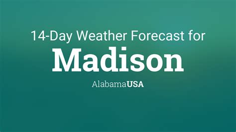 July is the month with the most rainfall in Madison, Alabama. Rain falls for 17.2 days and accumulates 2.48" (63mm) of precipitation. Snowfall April through October are months without snowfall in Madison. Daylight The average length of the day in July in Madison is 14h and 13min. On the first day of July, sunrise is at 5:37 am and sunset at 8: .... 
