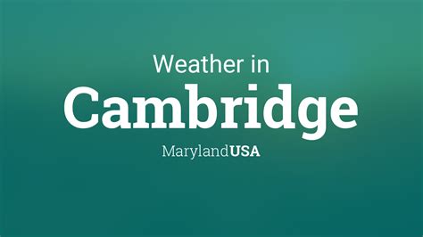 Cambridge Weather Forecasts. Weather Underground provides local & long-range weather forecasts, weatherreports, maps & tropical weather conditions for the Cambridge area. ... Cambridge, MD 10-Day ...
