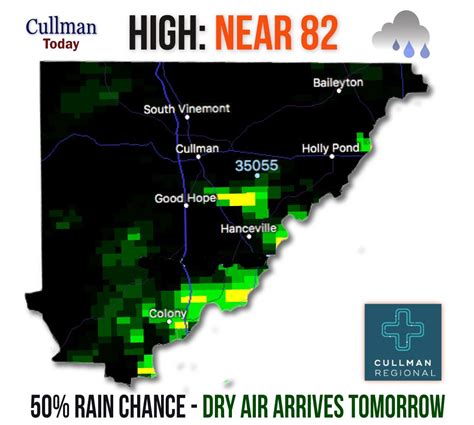 Weather in cullman alabama 10 days. Friday evening’s cool front passes slowly. It takes a solid 18 to 24 hours for the less humid air to finally make an impact in Central Alabama: clearing the storms and dropping the humidity. Expect a chance of some scattered thunderstorms through midday Saturday from around Interstate 20 southward Saturday. 