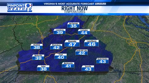 Get the latest weather forecast for Roanoke, Lynchburg, NRV, Danville, and Highlands. See all the latest weather news at wfxrtv.com. Weather Where You Live Roanoke Valley: Sunshine will return to the region on Wednesday. Temperatures will rise to near 70. ... VA Weather Forecast. 7-day. Current Temps. Feels like. Dew Points. Radar. Pinpoint .... 