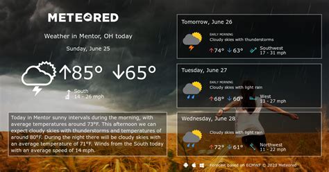  Get the current and upcoming weather conditions for Mentor, OH, in