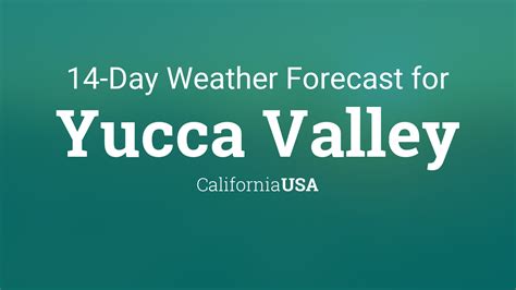 Be prepared with the most accurate 10-day forecast for Yucca Valley, CA, United States with highs, lows, chance of precipitation from The Weather Channel and Weather.com. Weather in yucca valley 10 days