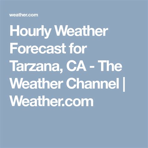 Tarzana Weather Forecasts. Weather Underground provides local & long-range weather forecasts, weatherreports, maps & tropical weather conditions for the Tarzana area.. 