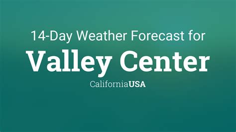  Valley Center, CA Weather. 10. Today. Hourly. 10 Day. Radar. Maui Fires. 15 Day Allergy Forecast. Based on the weather conditions expected for your area, Watson predicts the following risk of ... . 