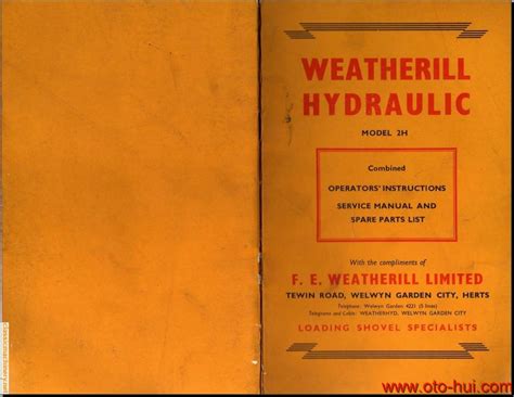 Weatherill hydraulic 2h operators service parts manual. - Germanische altertümer in der angelsächalschen exodus: inaugural-dissertation.
