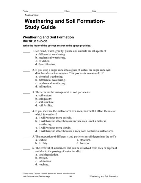 Weathering and soil formation study guide. - An illustrated guide to arizona weeds.