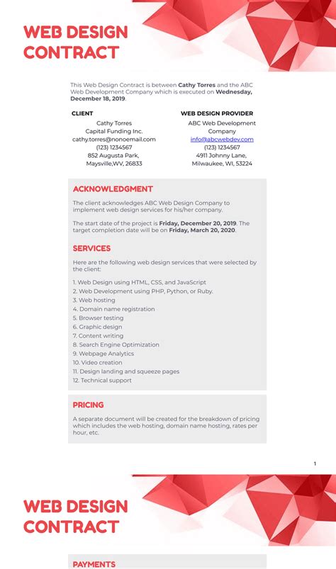 Web Contract Template