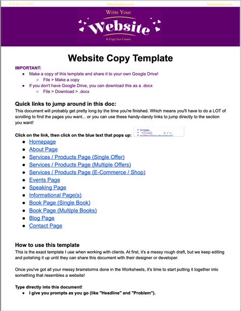 Web Copy Template