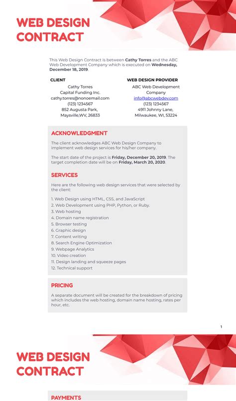 Web Design Contract Template Pdf Templates Jotform