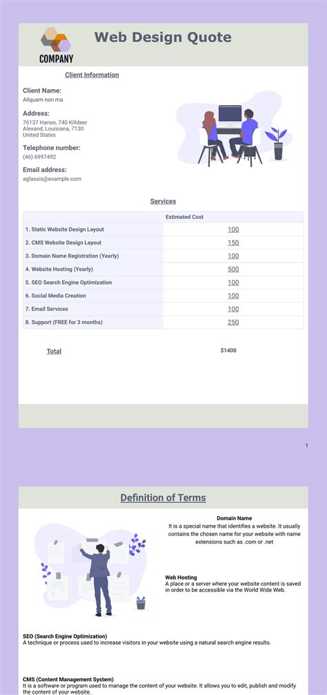 Web Design Quote Template Pdf Templates Jotform