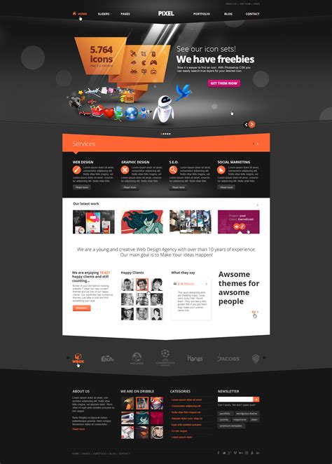 Web Design Templates Free Of Pixel Studio Premium Website Template Dark
