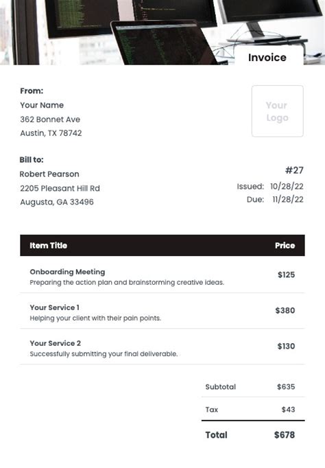 Web Developer Invoice Templates Kosmo