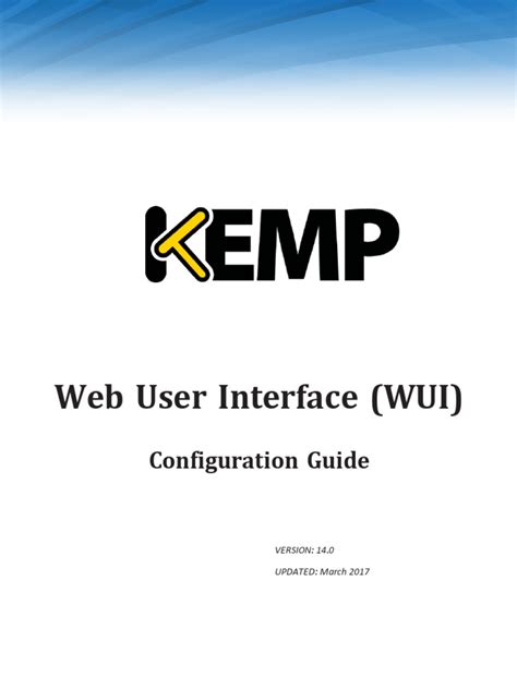 Web User Interface (WUI) Kemp Support
