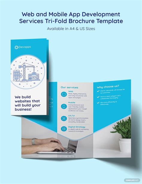 Web and Mobile App Development Services TriFold Brochure Template in