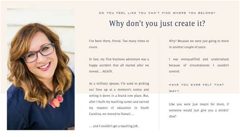 Web page design biography examples