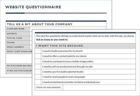 Web site design Questionnaire