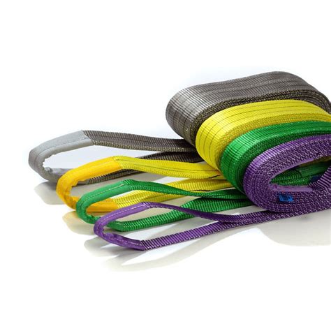 Web slings for lifting.  The Deltaplus Allsafe IE702 flat webbing sling is d...