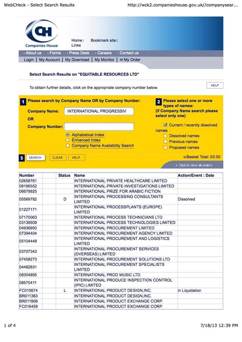 WebCHeck - Select and Access Company Information - Companies House