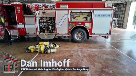 Webbing firefighter drag.  This video demonstrates how to package a downed firefighter usin...