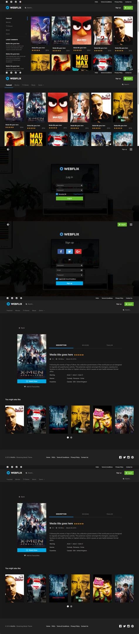 Webflix Streaming Media Theme HTML/CSS Themes Creative Market