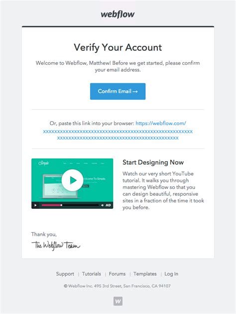 Webflow sent this email with the subject line to Webflow