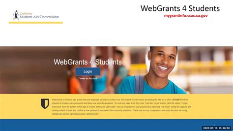 Webgrant 4 students. WebGrants 4 Students: Account Recovery - YouTube. CaStudentAid. 1.07K subscribers. Subscribed. Like. 37K views 4 years ago. 0:16 Introduction 0:39 Username Recovery 1:22 Password Reset... 