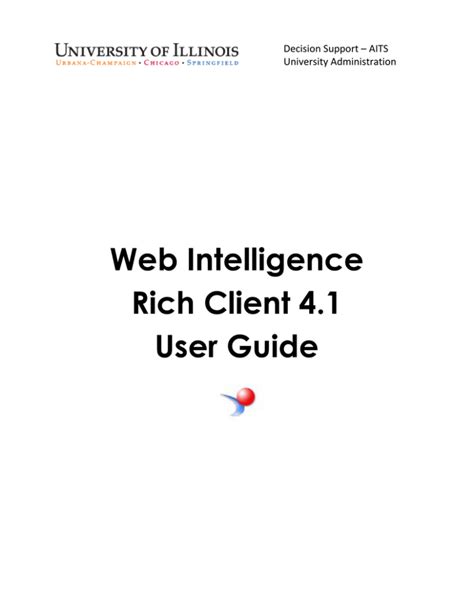 Webi rich client user guide quick. - Über gott und die welt. essays und glossen..