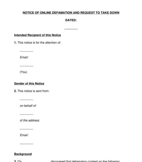Website Defamation Notice Template Word & PDF