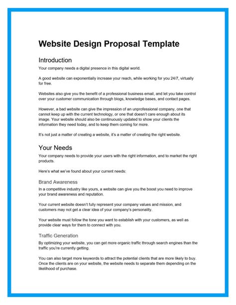Website Design Proposal Template Word Addictionary