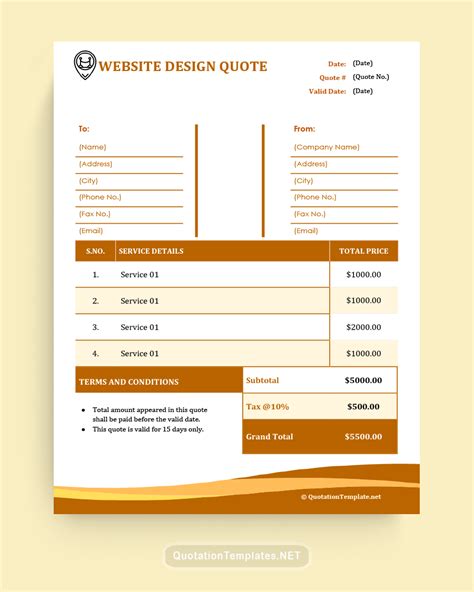 Website Design Quote Template GLD Quote Templates