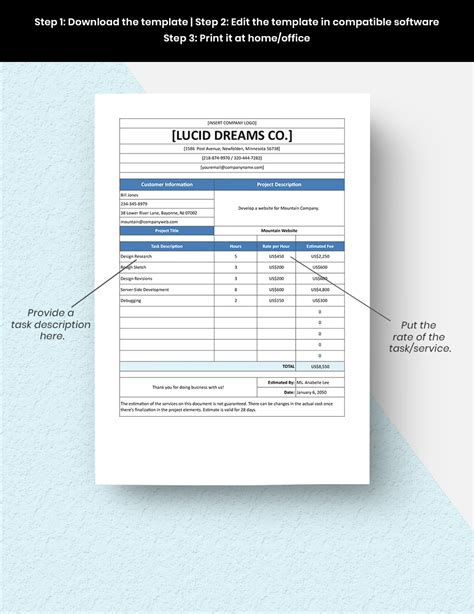 Website Development Estimate Template