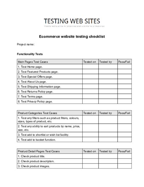 Website Testing Checklist Template