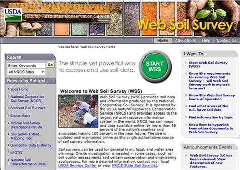 Websoil survey. The Web Soil Survey (WSS) is a web-based tool that provides information about the natural soil properties of your farm field. Learn how to use WSS to define an … 