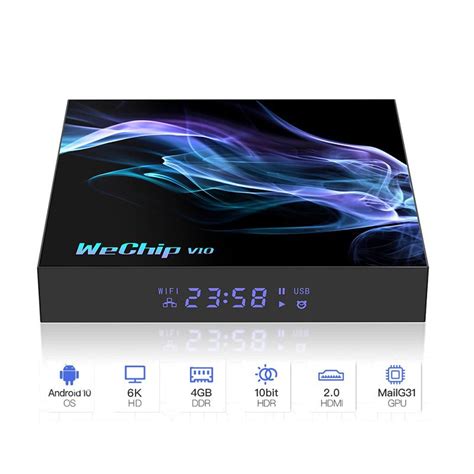 Wechip tv box.  Wechip V10 is a Android TV Box powered by Allwinner H6...
