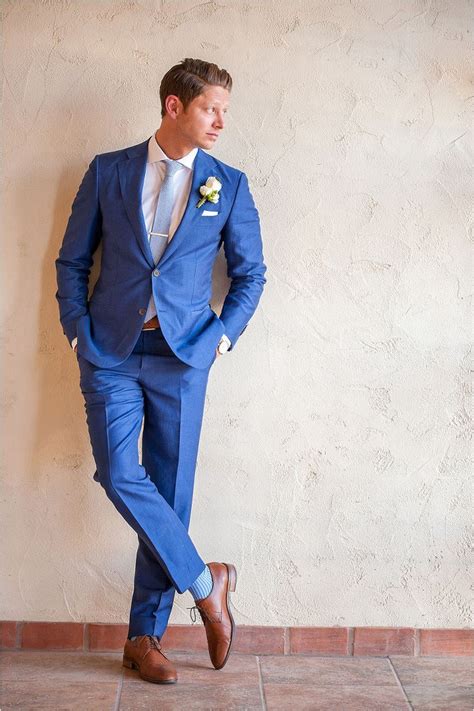 Wedding Blue Suit Brown Shoes