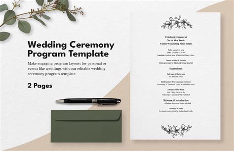Wedding Ceremony Program Template 36+ Word, PDF, PSD InDesign Files Download Free & Premium